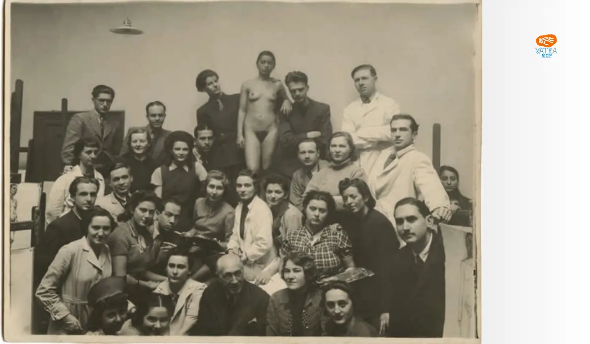 Atelierul lui Camil Ressu, fotografie de grup 