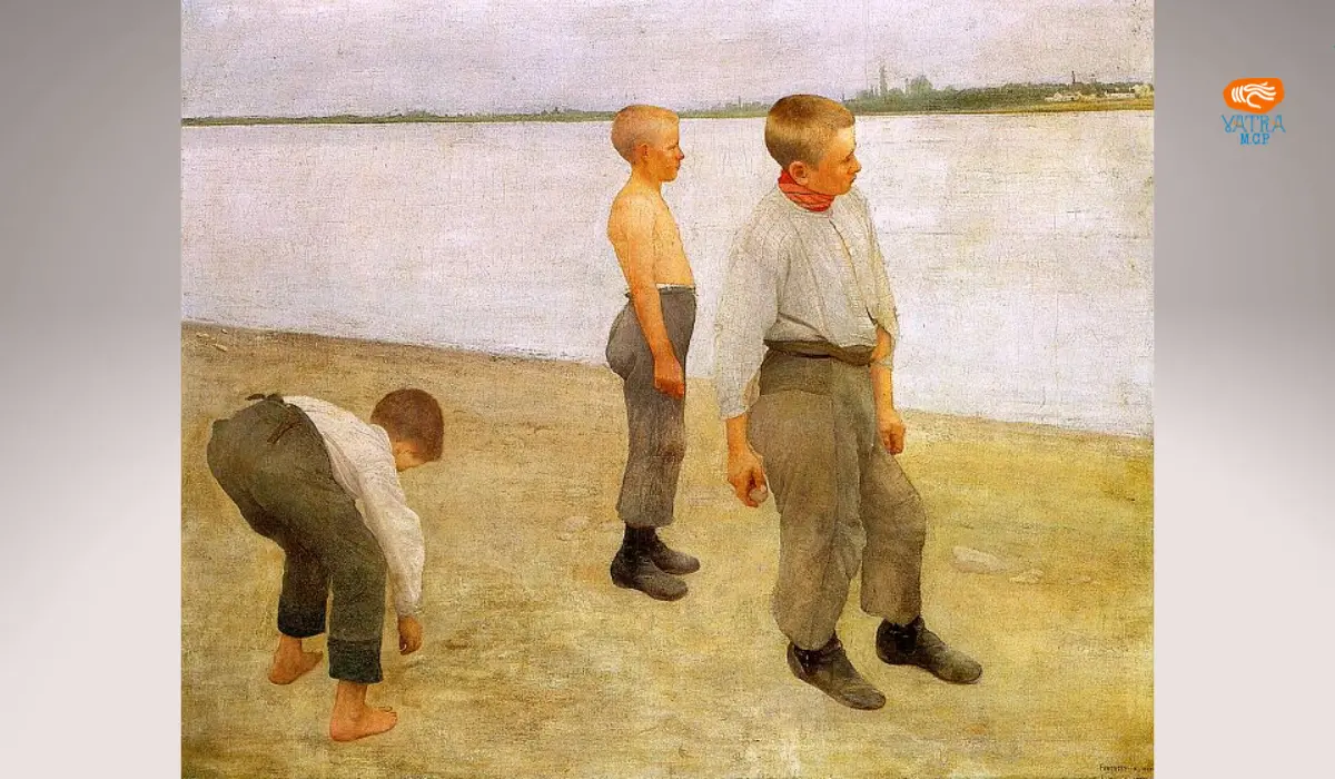 Băieți aruncând pietricele în râu (1890) – Károly Ferenczy