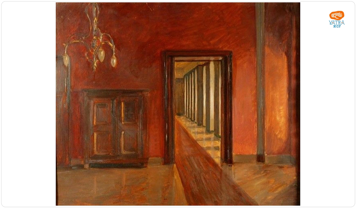 Alfred Macalik — Salonul roșu cu candelabru