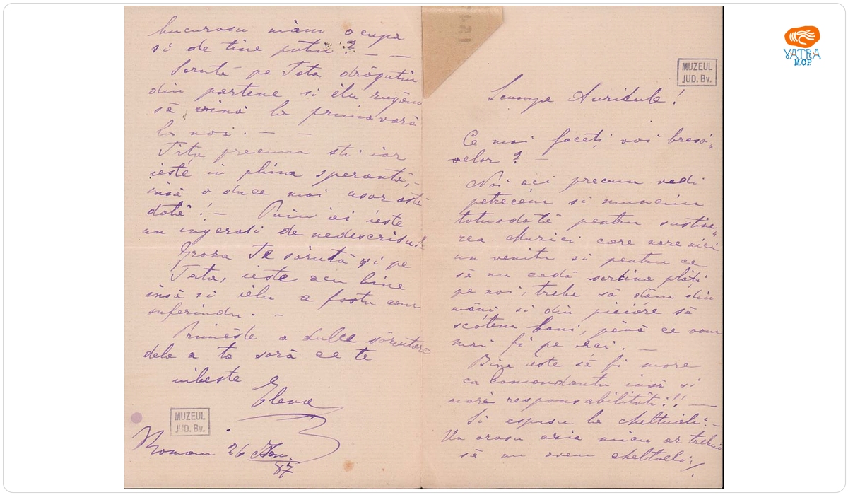 Groza Elena către fratele, dr. Mureșianu Aurel