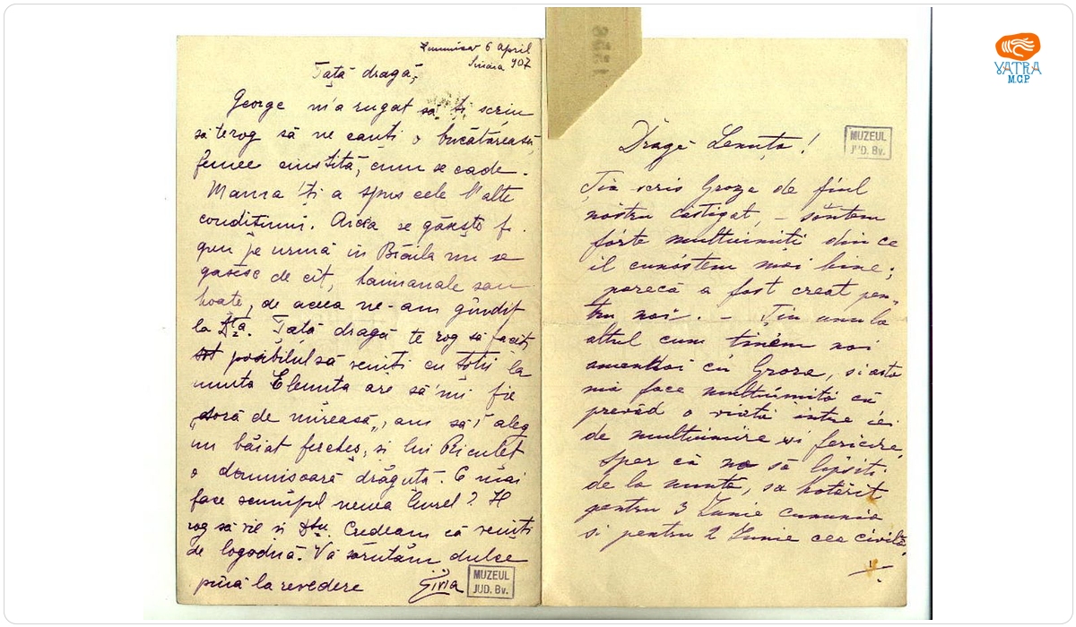 Elena Groza — Groza Elena către cumnata ei, Mureșianu Elena