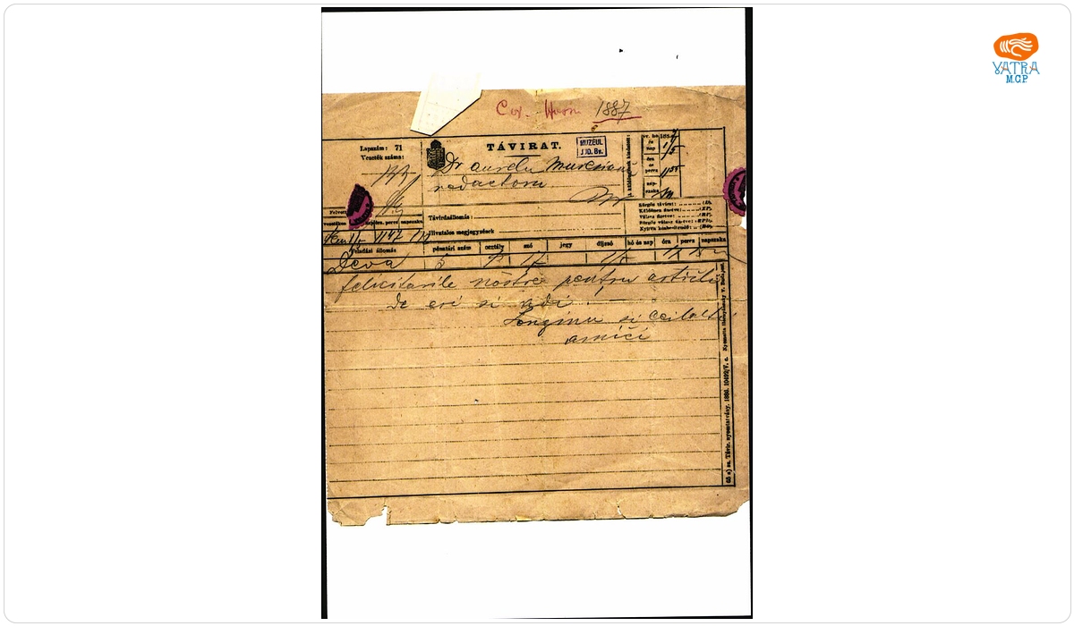 Hossu-Longin Francisc către Mureșianu Aurel