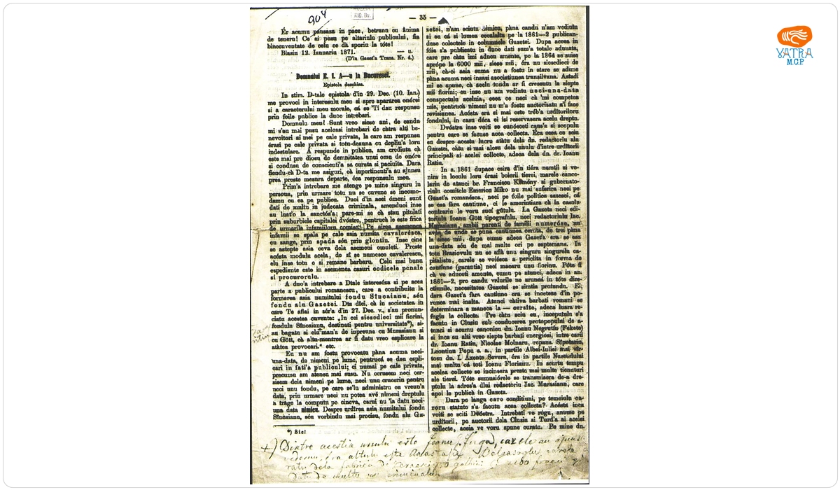 Barițiu, George către E.I.A.