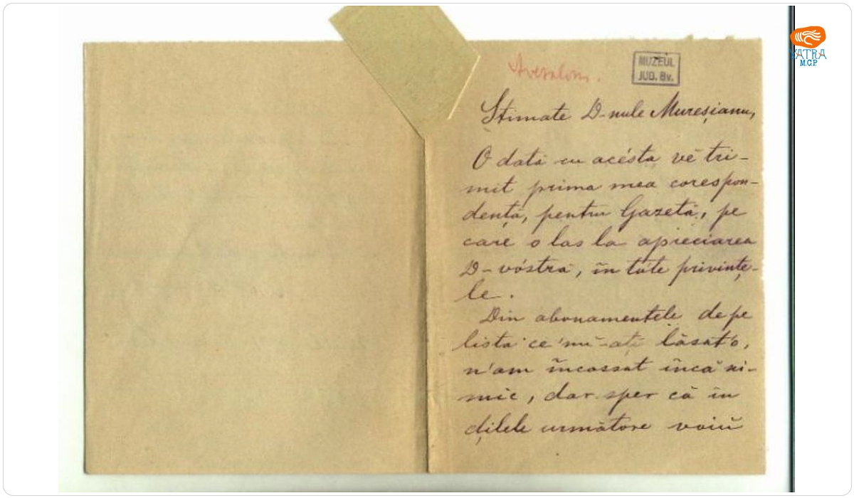 Avesalom Gheorghe către Mureșianu Aurel
