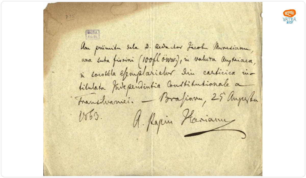 Papiu Ilarian Alexandru către Mureșianu Iacob