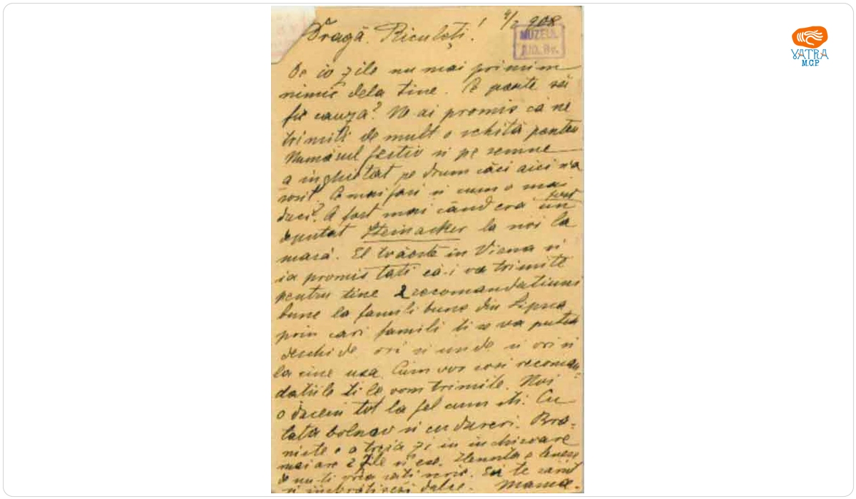 Elena Mureşianu — Mureșianu Elena către fiul său, Mureșianu Aurel