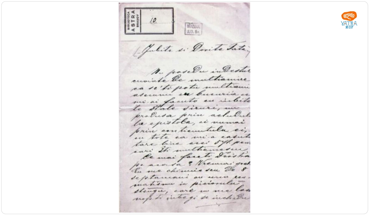 Iacob Mureșianu îi multumește tatălui său