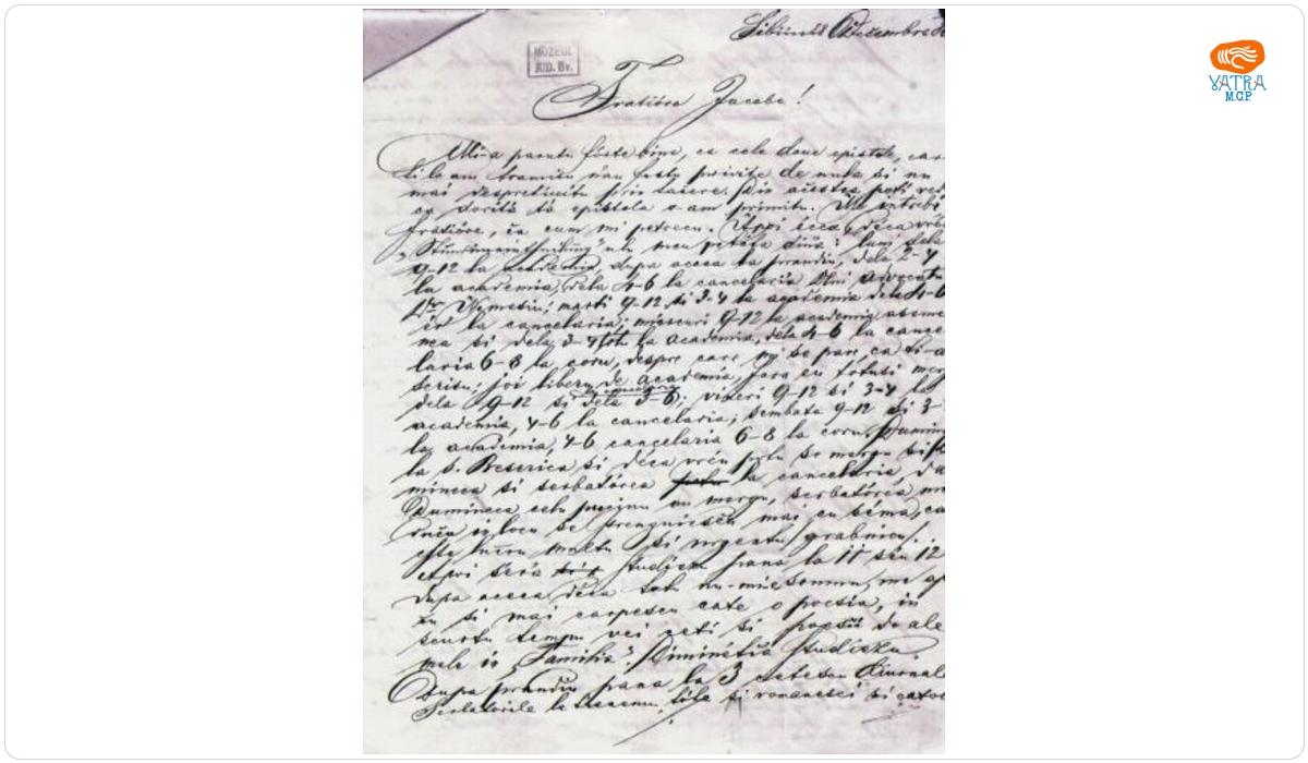 I.G. Popu de Galați către Iacob Mureșianu