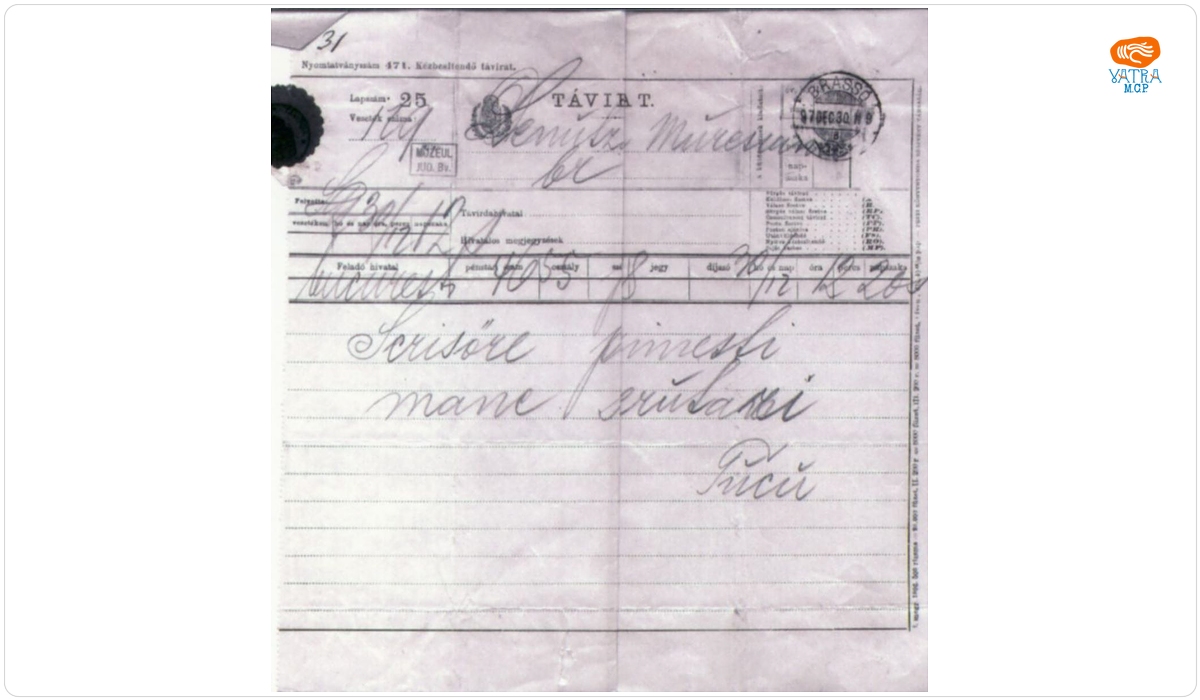 Aurel Mureșianu — Aurel Mureșianu către soția sa, Elena Mureșianu