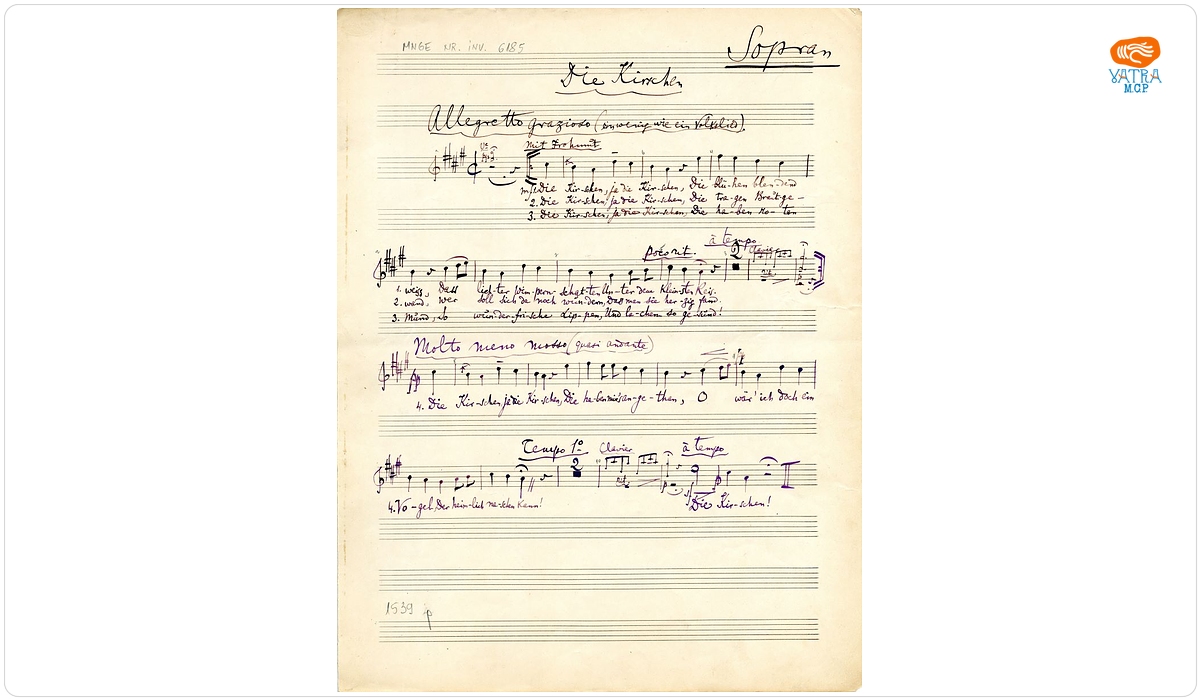„Die Kirschen” pe versuri de Carmen Sylva, știme (Sopran, Baryton, Violoncell)