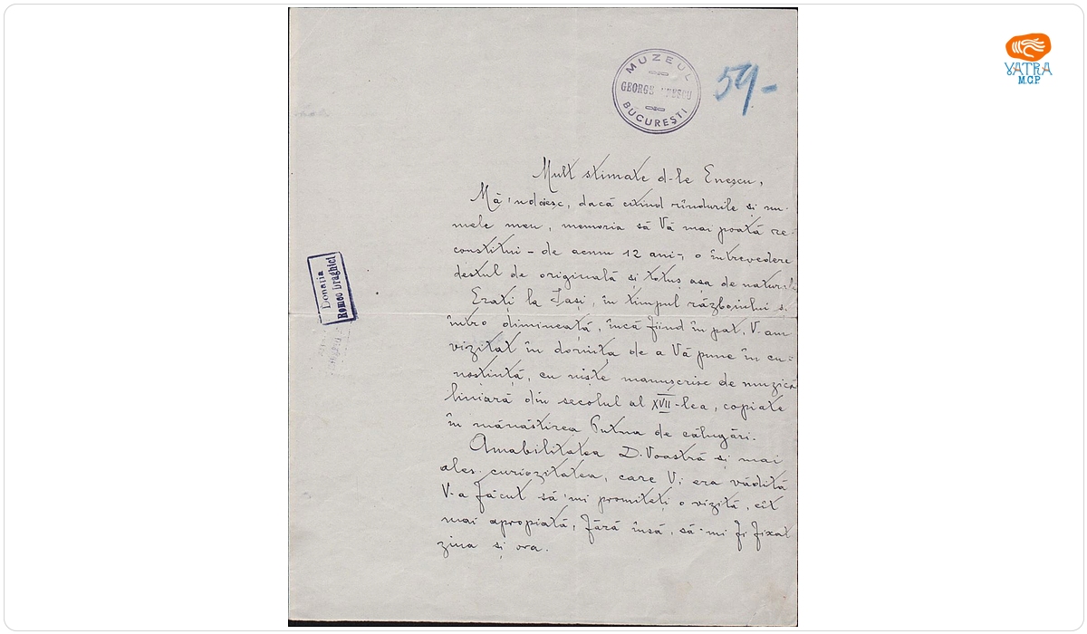 Preot Bobulescu Constantin către George Enescu
