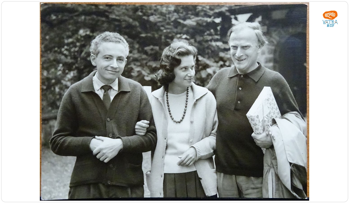 Muzicienii Lory (1922-2011) și Ernst Wallfisch (1920-1979) împreună cu Yehudi Menuhin (1916-1999), august 1965