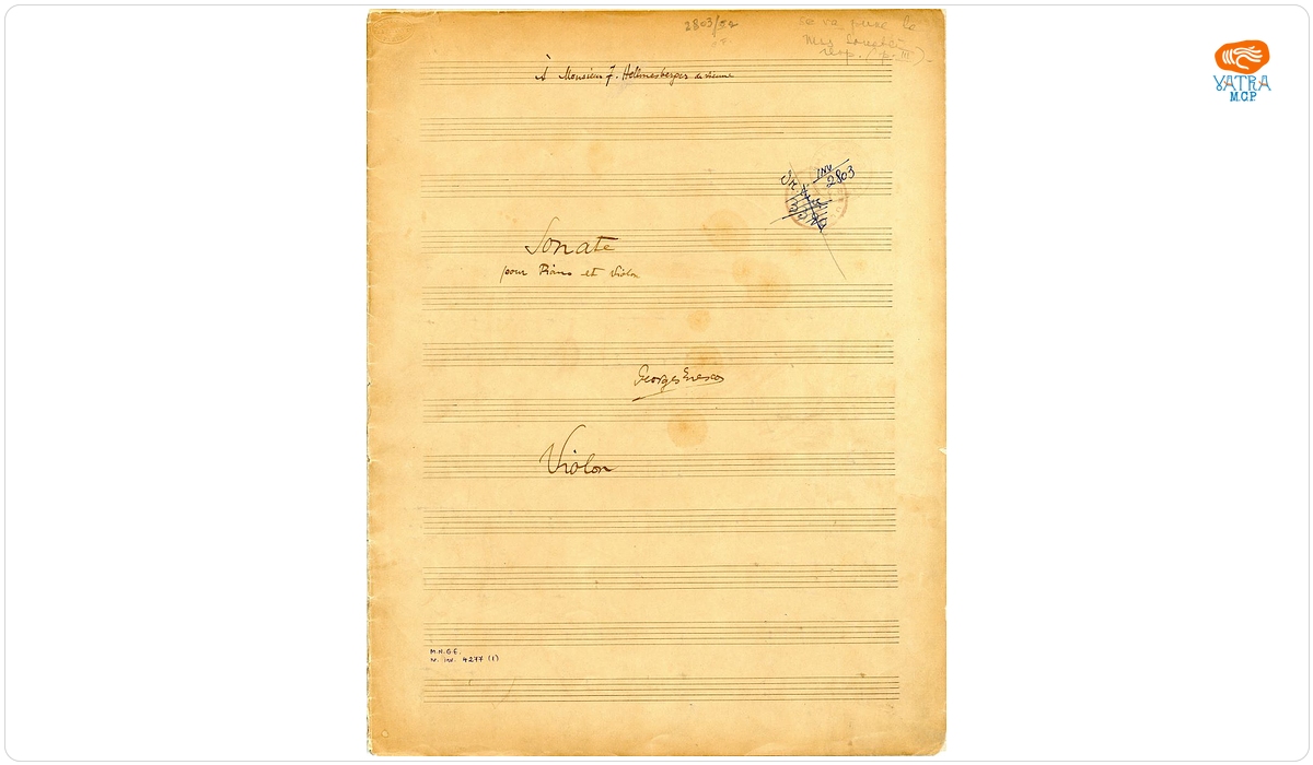 „Sonate pour Piano et Violon” - „Violon” (Sonata I pentru pian și vioară op. 2 în re major - știmă)