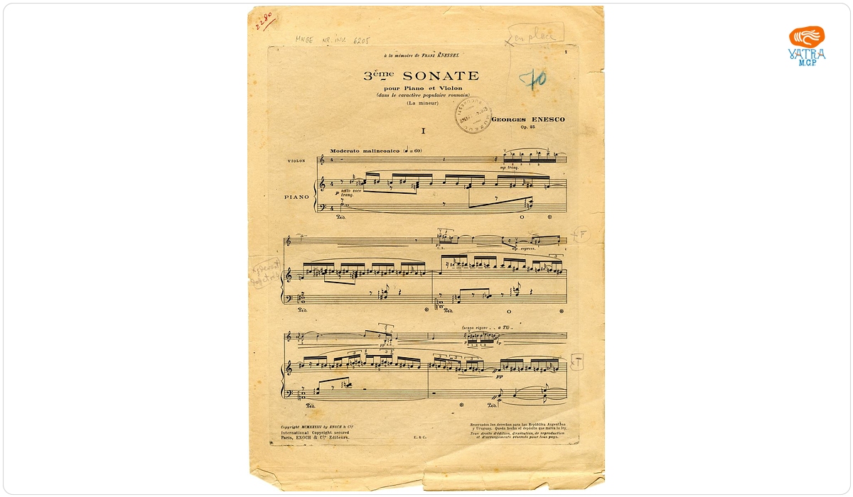 "3ème Sonate pour Piano et Violon (dans le caractère populaire roumain) op. 25"
