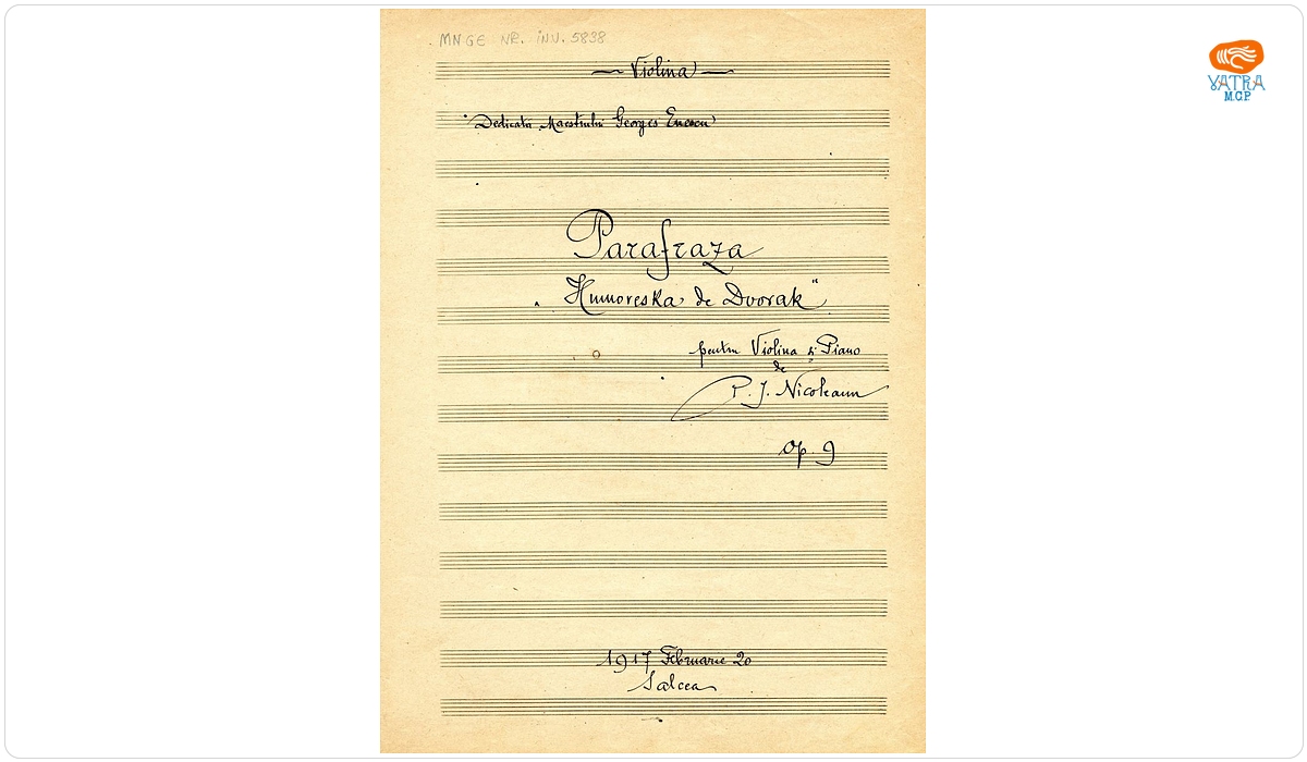 „Parafraza Humoreska de Dvořák pentru Violină și Piano op. 9. Violina” (Știmă de vioară)