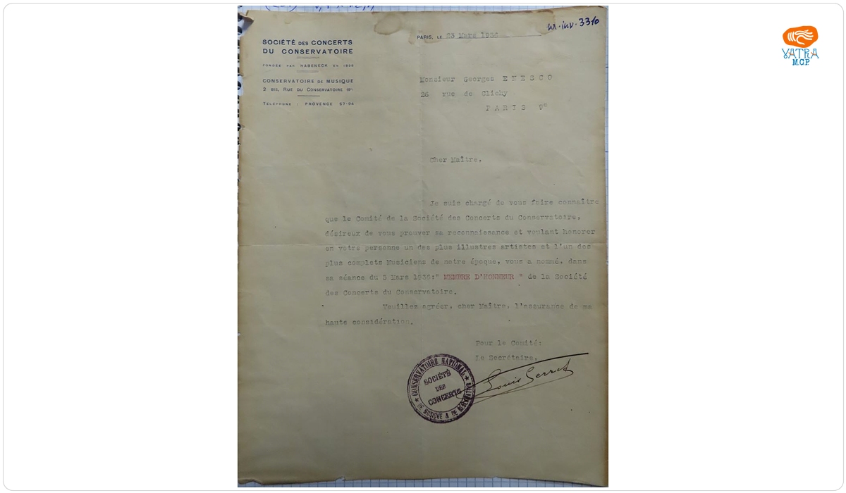 Louis Serret către George Enescu