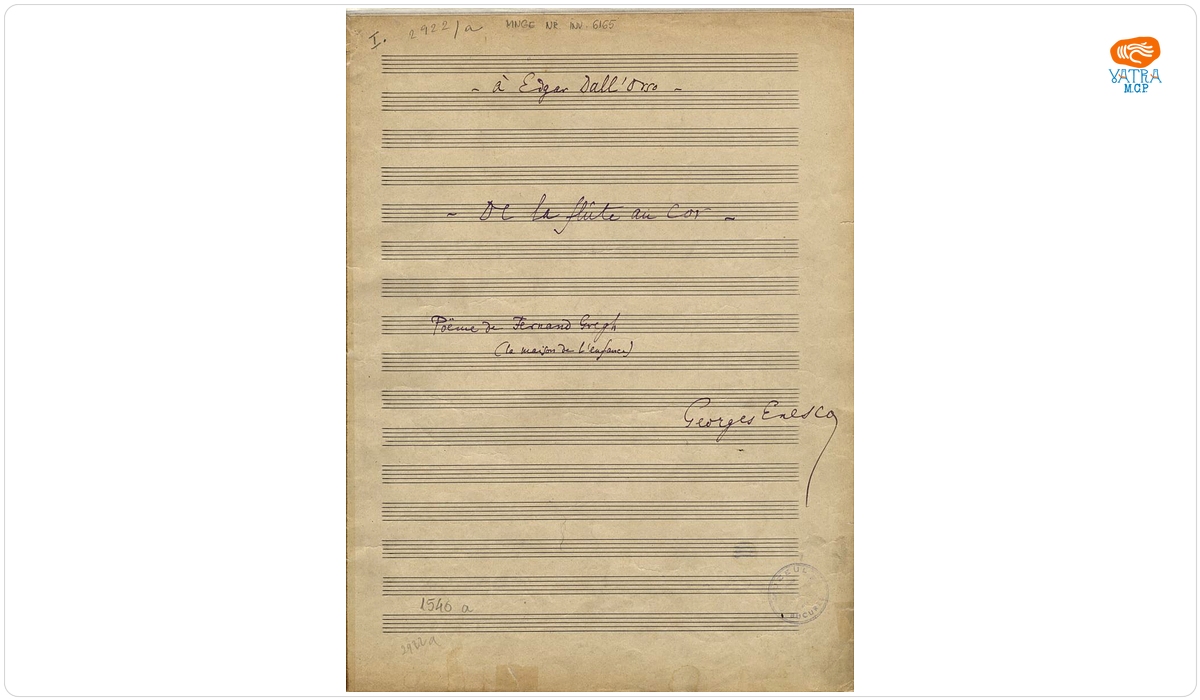 „De la flûte au Cor”, lied pentru voce și pian pe versuri de Fernand Gregh