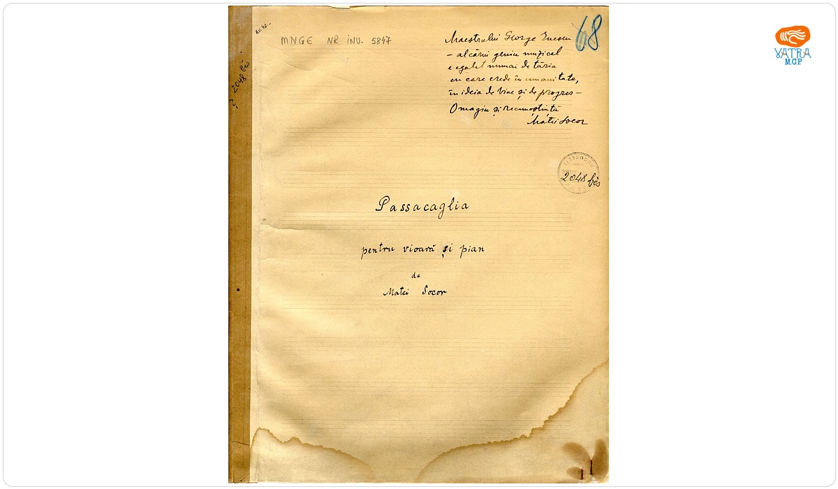Matei Socor — „Passacaglia pentru vioară și pian”