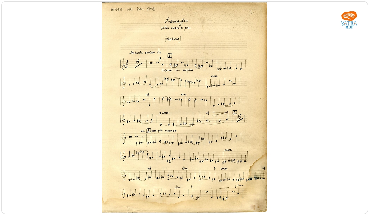 „Passacaglia pentru vioară și pian (violino)” - știma de vioară