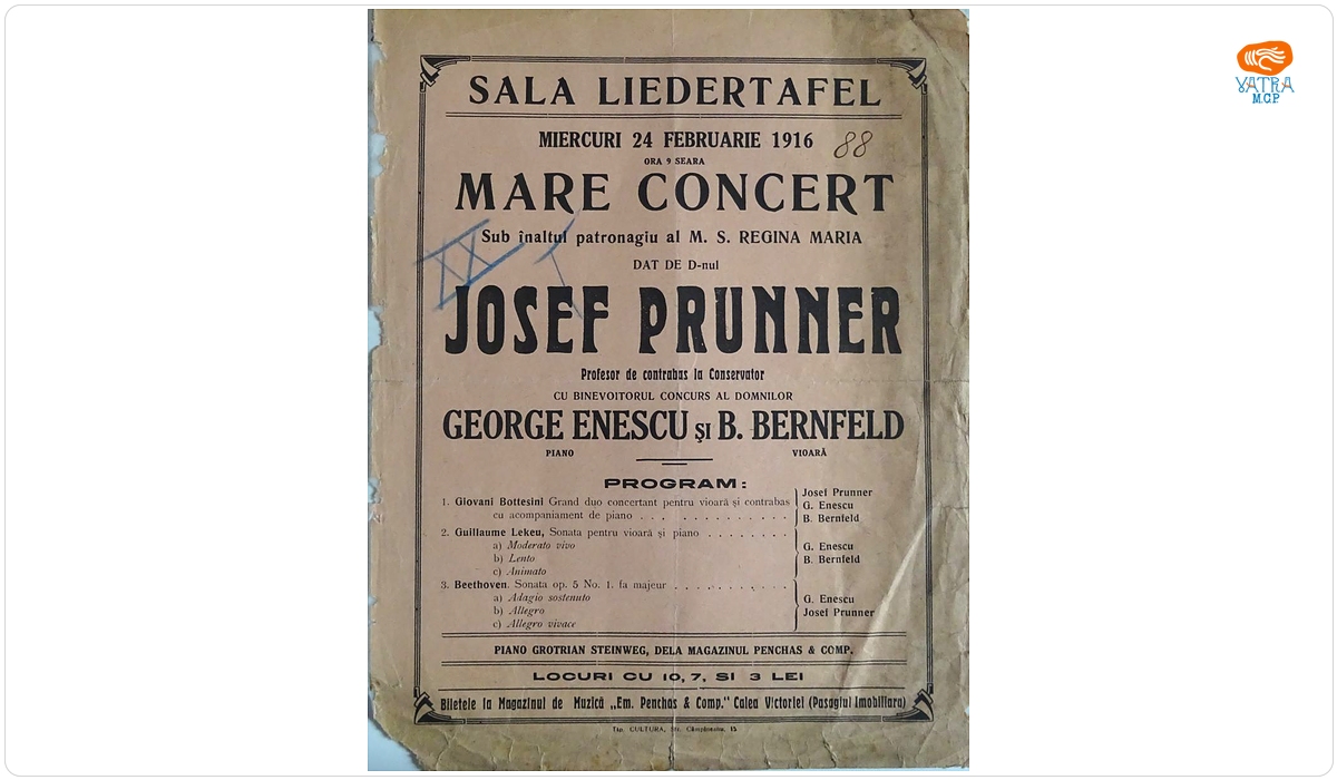 tipografia Cultura — Afiș al concertului organizat la Sala Liedertafel, București, 24 februarie 1916