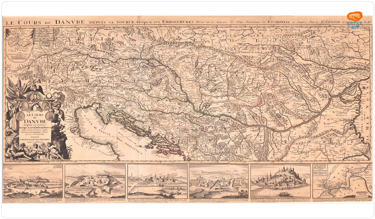 Le Cours du Danube depuis sa source jusquʼa ses embouchures; (Cursul Dunării de la izvoare până la vărsare)