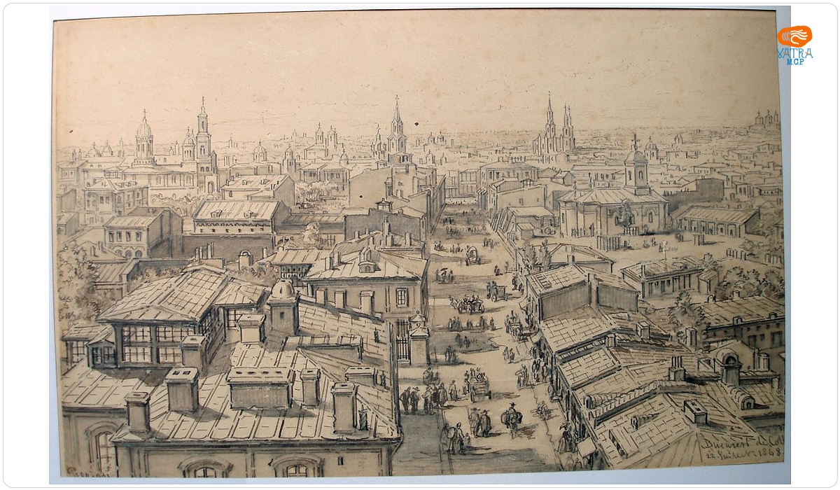 Amedeo Preziosi — Bucureștii văzuți din Turnul Colței la 1868