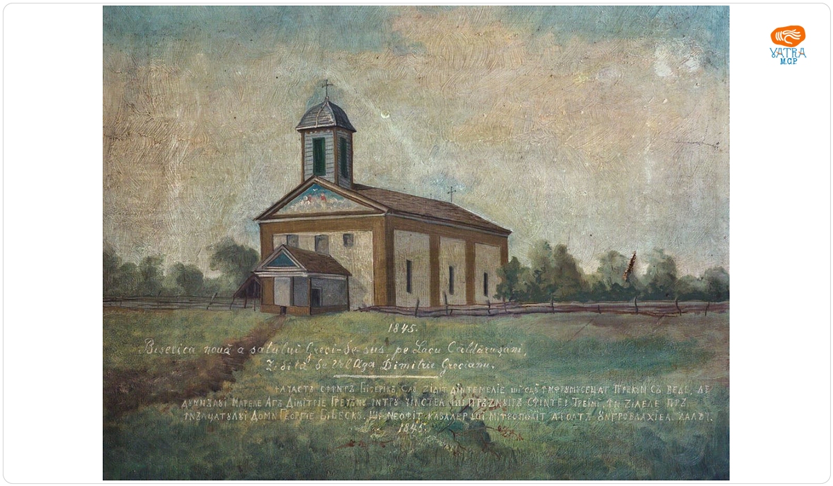 Biserica nouă a satului Greci de Sus, pe Lacul Căldărușani