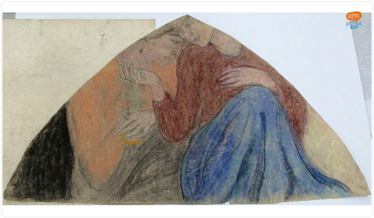Compoziție pentru o lunetă aparținând ansamblului de picturi murale din locuința artistei; Verso: Compoziție decorativă
