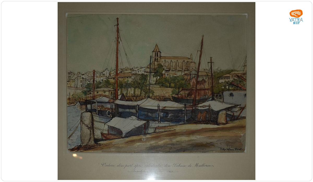 Vedere din port spre catedrala din Palma de Mallorca (Insulele Baleare)