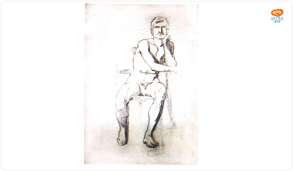Nud de bărbat șezând