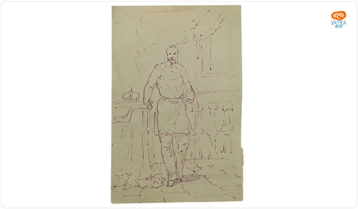 Personaj compozițional, fragment studiu de picioare (verso)