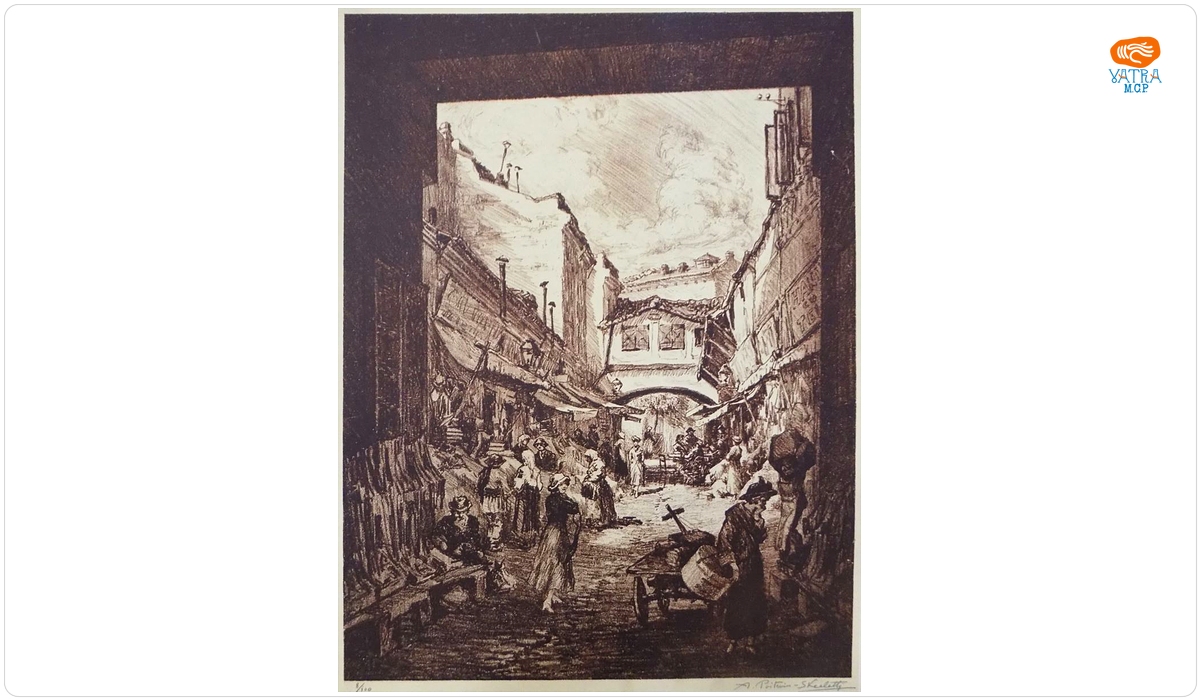 Alexandru Poitevin-Scheletti — Hanul cu Tei din ciclul „București pitoresc”