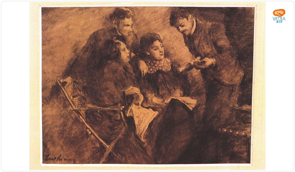 Scriitorul Beldiceanu cu familia și poetul Șt.O. Iosif