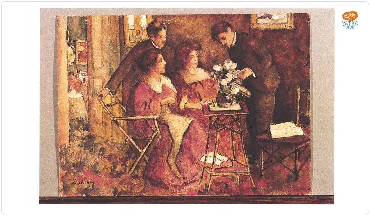 Lectura (Scriitorul Beldiceanu cu familia și poetul Șt.O. Iosif)