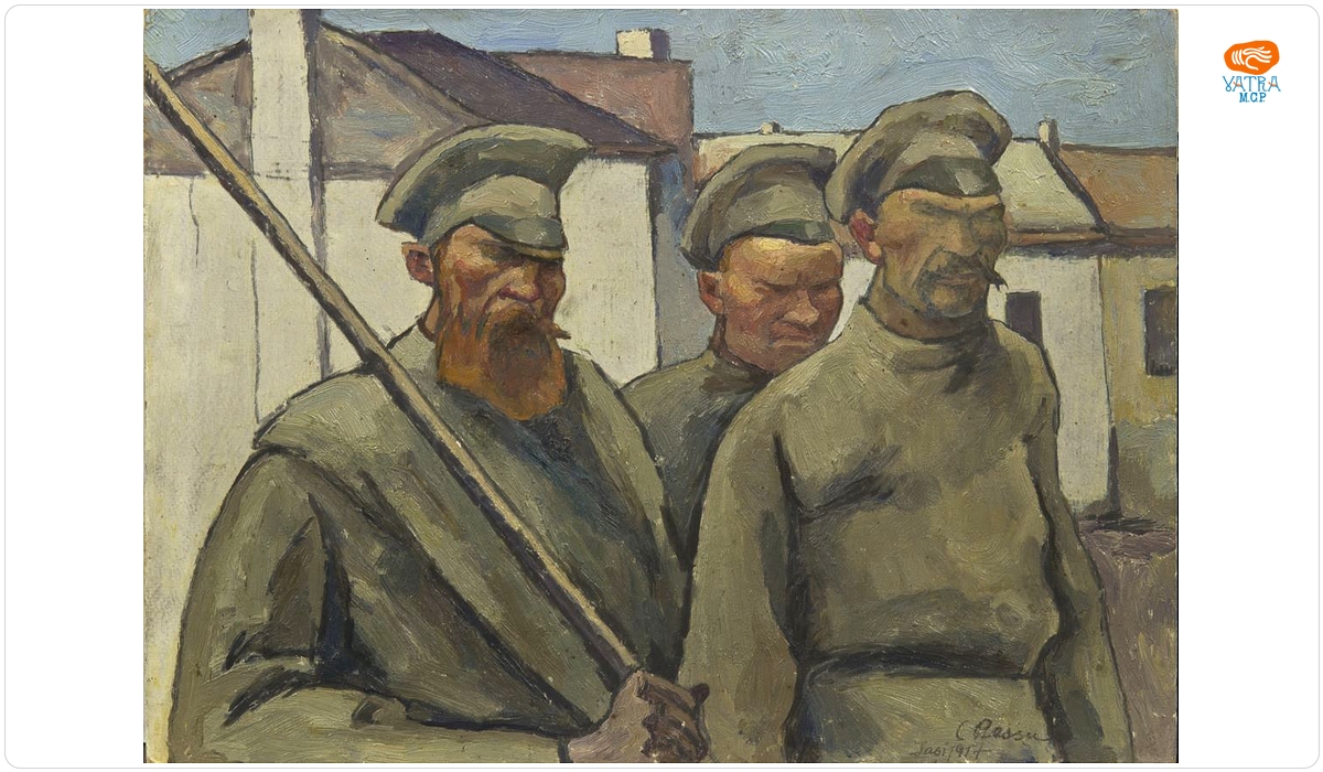 Soldați din timpul revoluției rusești la Iași, 1917