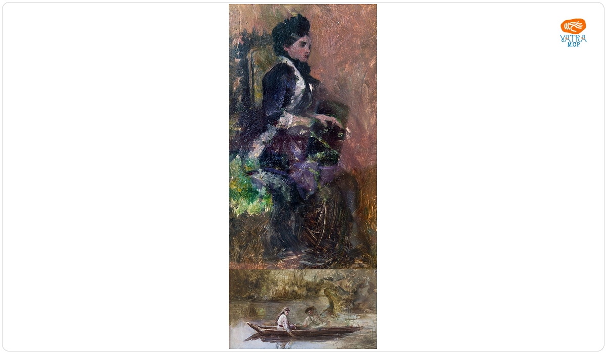 Portret de femeie (Ana Aman). Verso: Cu barca