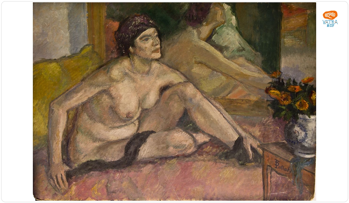 Nud cu eșarfă neagră