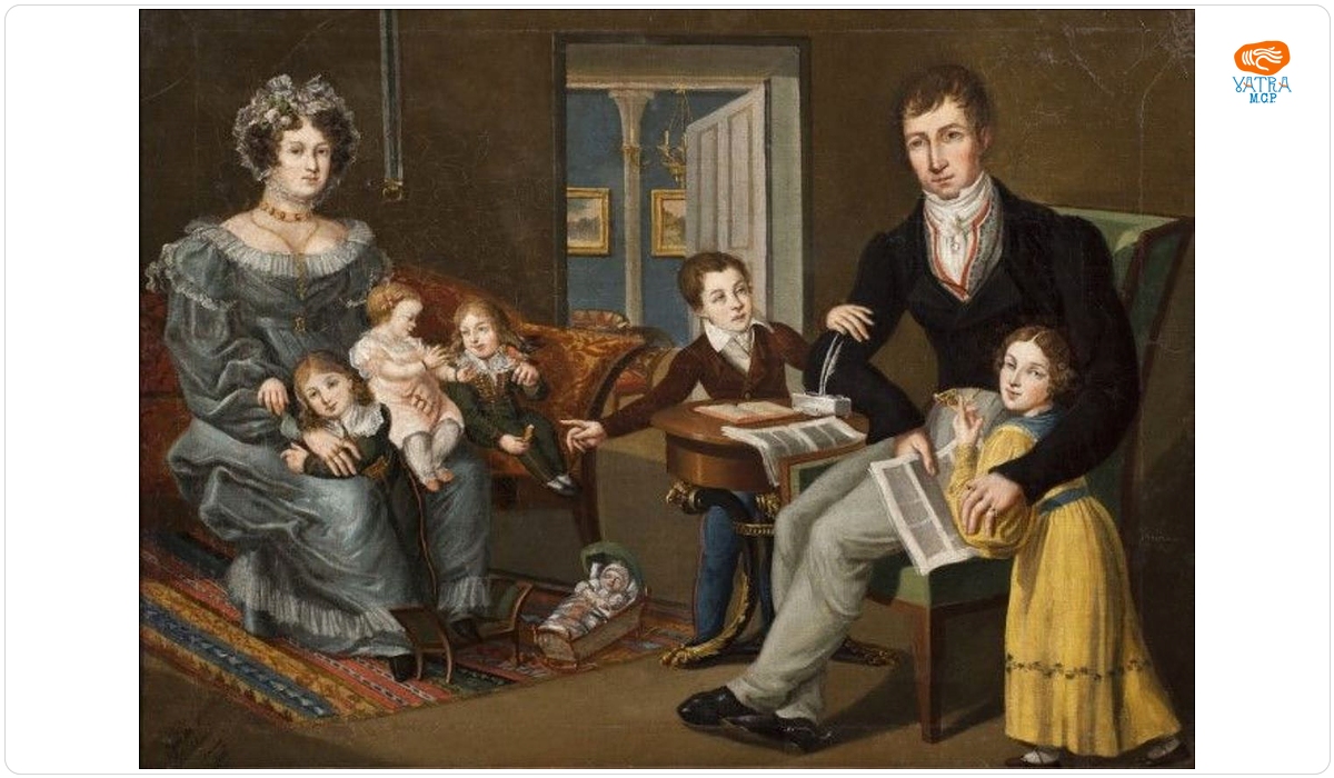 Familia unui librar sas în interior Biedermeier