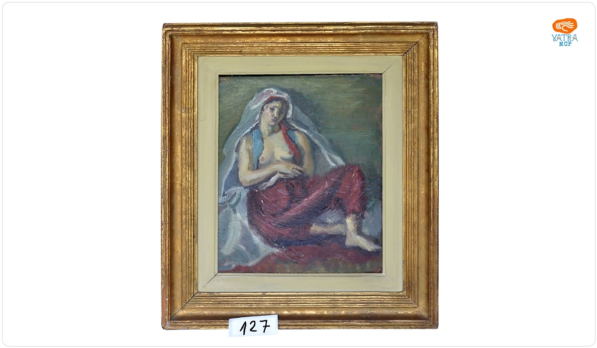 Iosif ISER — Odaliscă șezând; Bătrân șezând în fotoliu cu o tânără balerină (verso)