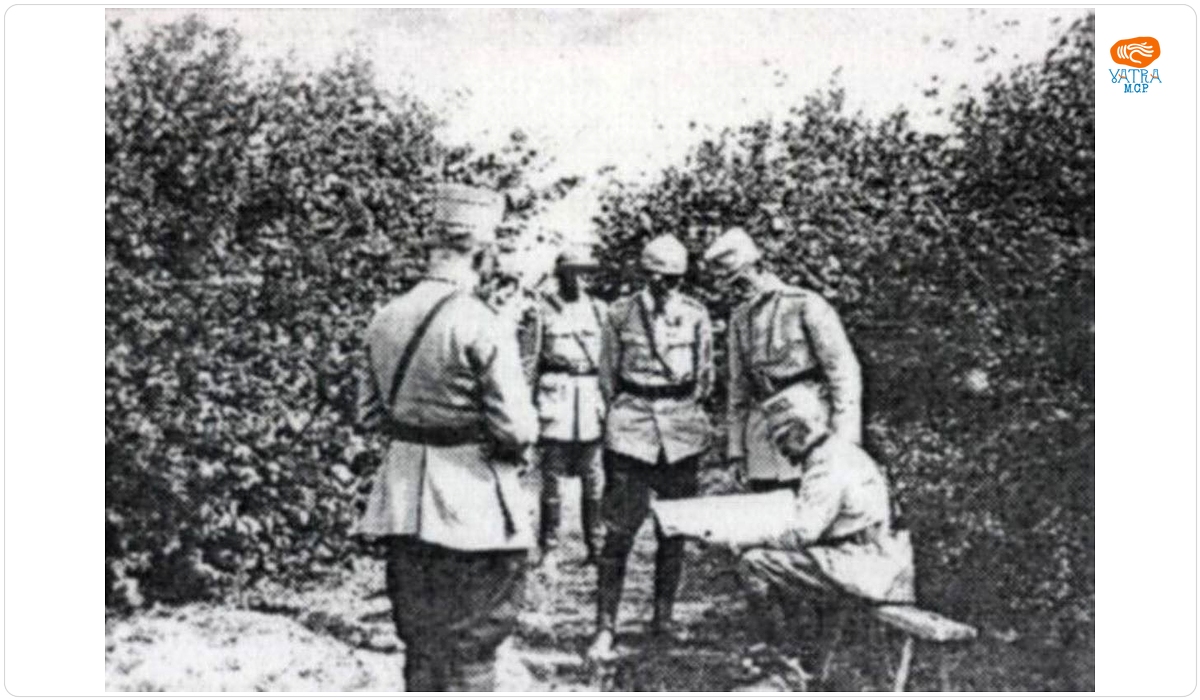 Regele Ferdinand I, generalii Averescu, Văitoianu și alții, la postul de comandă