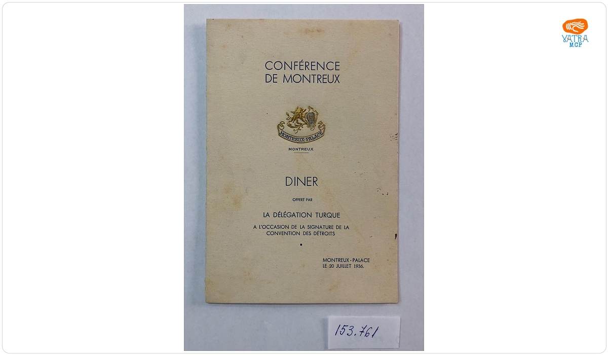 Meniu de la cina oferită de delegația turcă la data de 20 iulie 1936