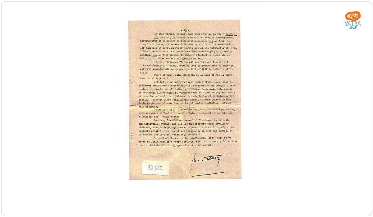 Scrisoare politică-Gheorghe Tătărescu