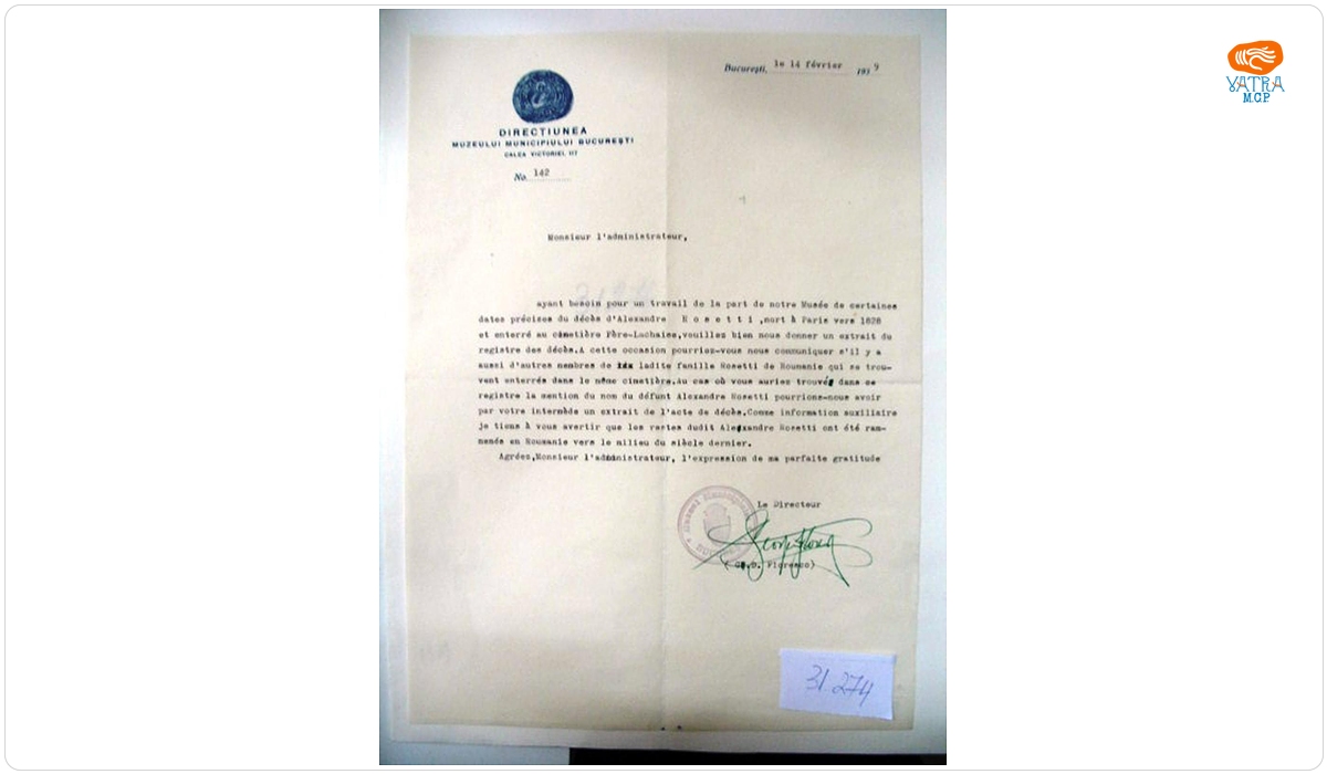 Gh. D. Florescu directorul Muzeului Municipiului București