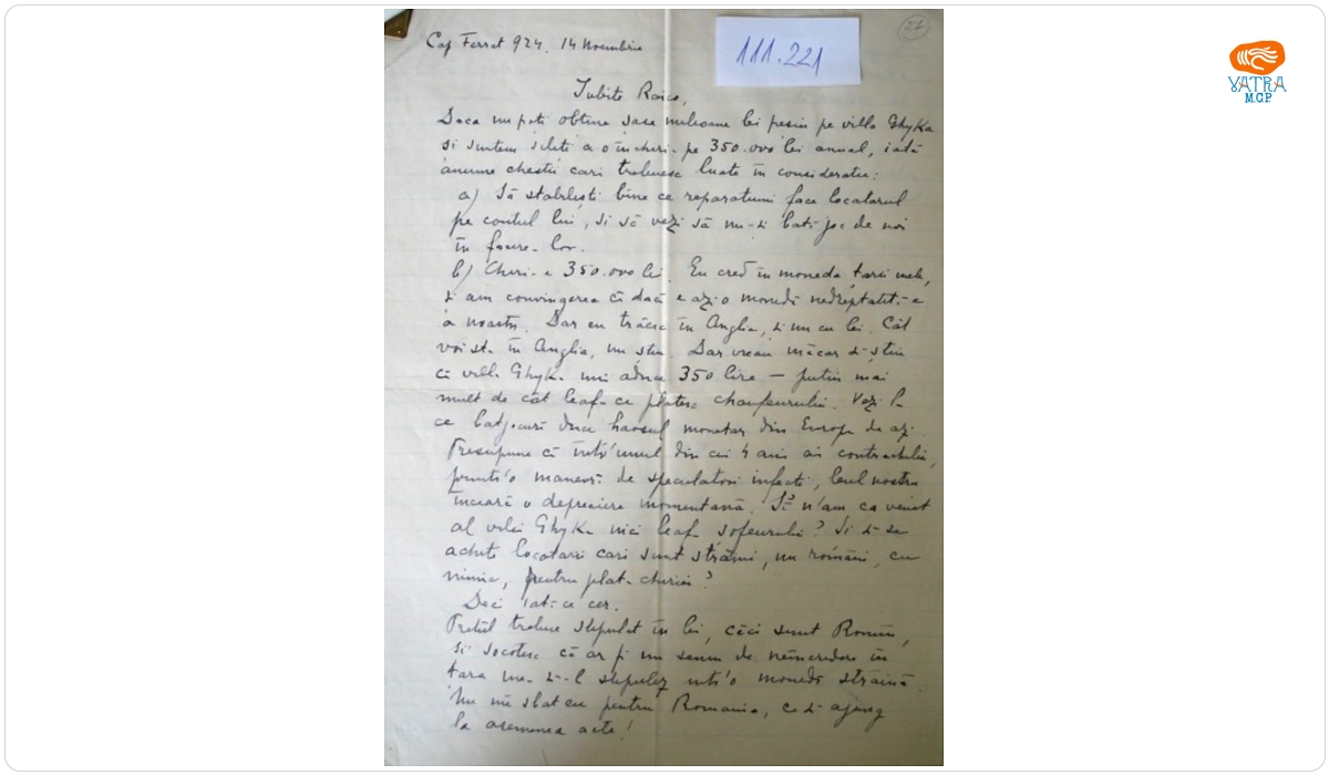 Titulescu către N. Raicoviceanu