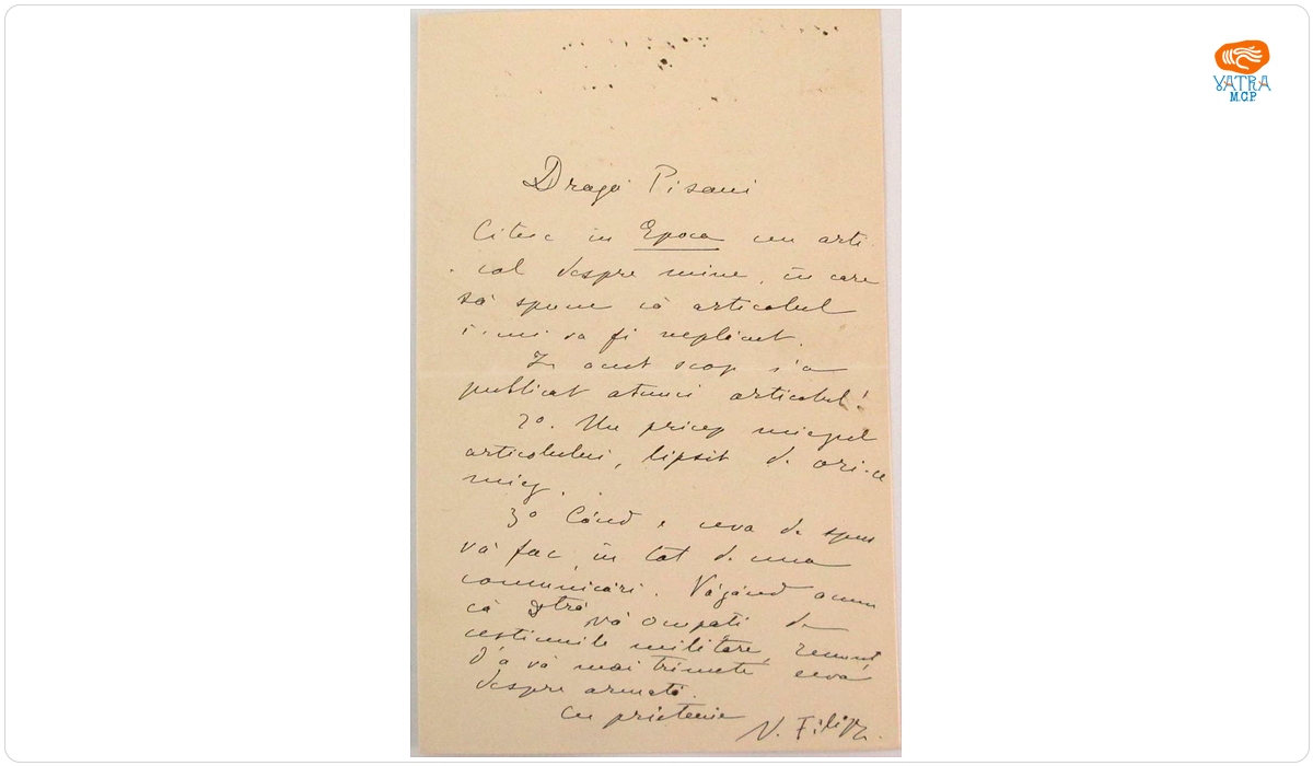 Nicolae Filipescu către Timoleon Pisani