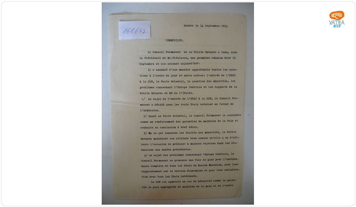 Comunicatul Consiliului Permanent al Micii Înțelegeri