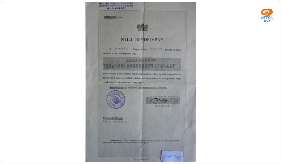 Viză diplomatică - Legația Regală a Ungariei