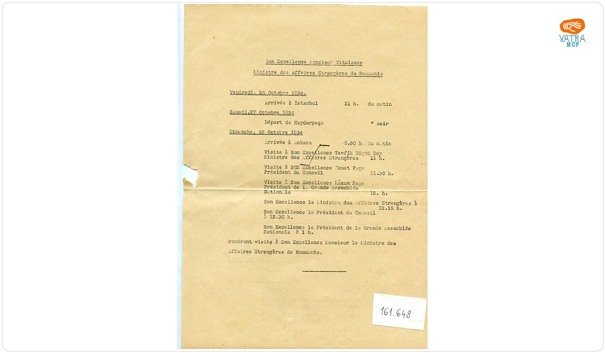 Programul reuniunii Consiliului Antantei Balcanice, octombrie 1934