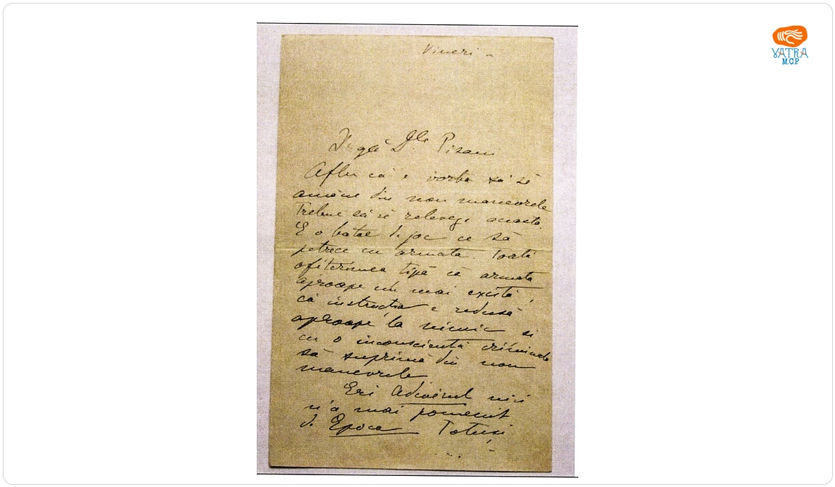 Nicolae Filipescu — Scrisoare trimisă de Nicolae Filipescu lui Timoleon Filipescu