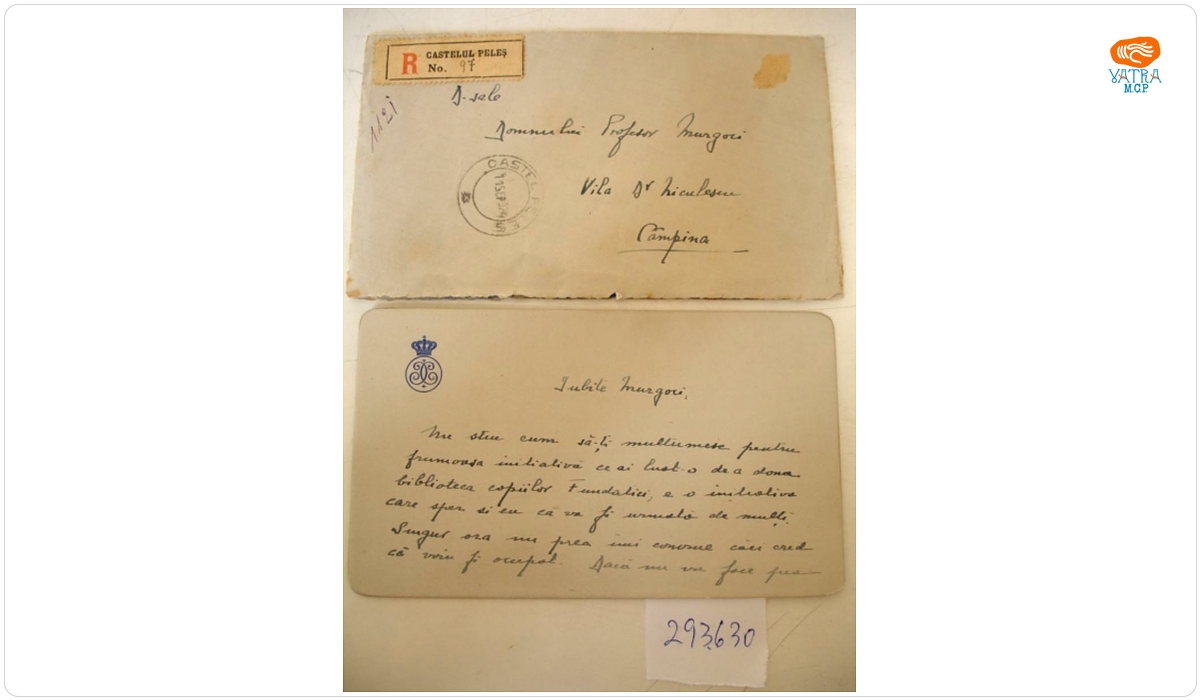 Principele Carol al II-lea îi mulțumește lui Murgoci pentru donația făcută la biblioteca copiilor din cadrul Fundației Principele Carol